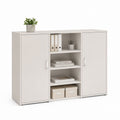 Armadio ufficio con ante e vani a giorno bianco in pannello truciolare rettangolare 160 x 40 x 120 cm
