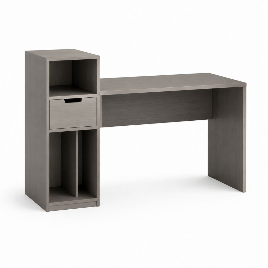 Scrivania con cassettiera grigio rovere in pannelli truciolari rettangolare 120 x 50 x 75 cm