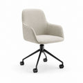 Sedia da ufficio girevole beige in poliestere con braccioli e base a 5 razze 62 x 62 x 83 cm