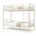 Letto a castello singolo bianco in acciaio 90 x 200 cm con scala integrata