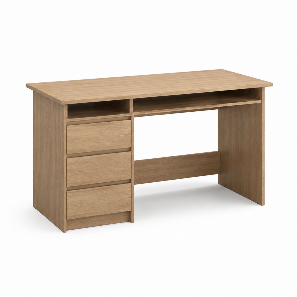 Scrivania tradizionale rettangolare rovere in pannello truciolare nobilitato con 3 cassetti 120 x 60 x 75 cm