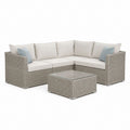 Set divani da giardino angolare 4 posti grigio in rattan PE con tavolino quadrato 240 x 240 cm