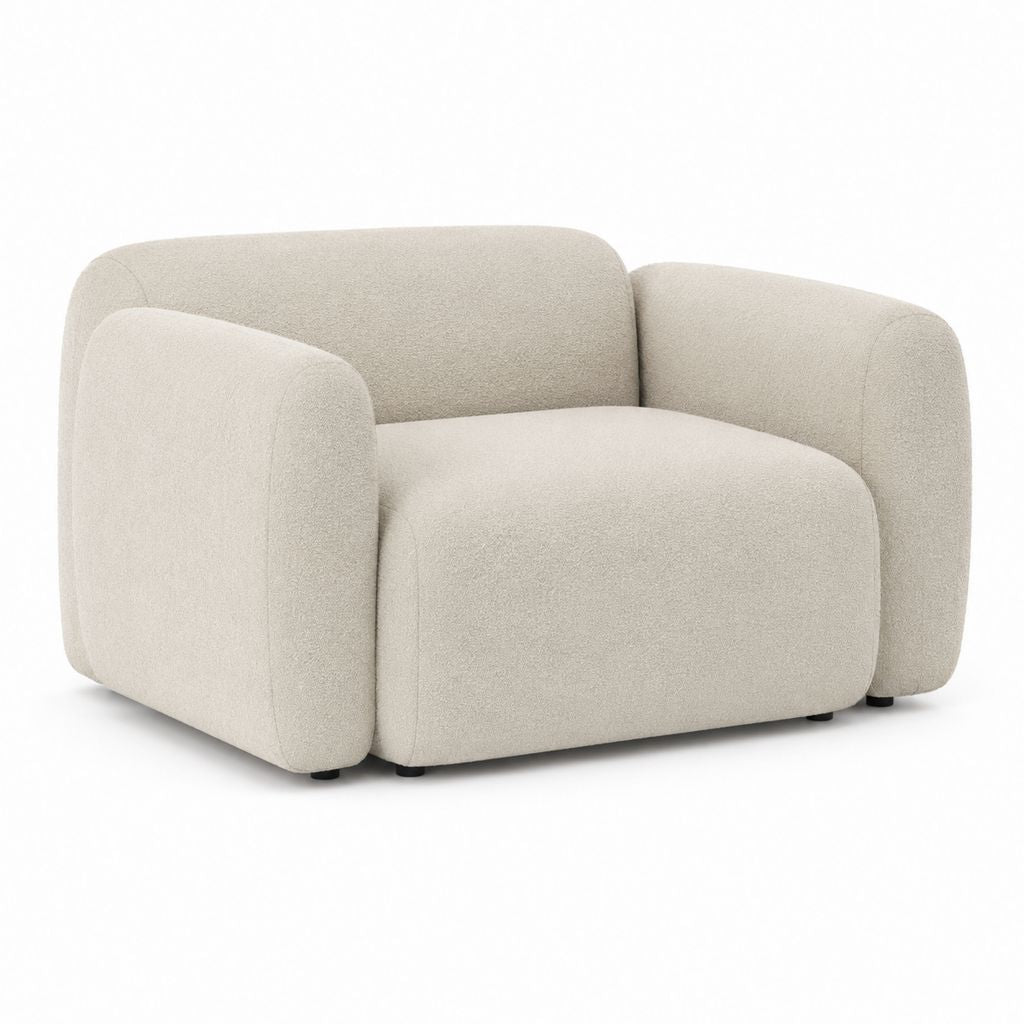 Poltrona da soggiorno beige in poliestere arrotondata 100 x 90 x 75 cm