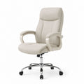 Sedia da ufficio ergonomica girevole beige in poliestere con braccioli e base cromata 66 x 67 x 112-122 cm