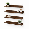 Set di 4 mensole da parete marrone noce in MDF impiallacciato 80 x 20 x 12 cm