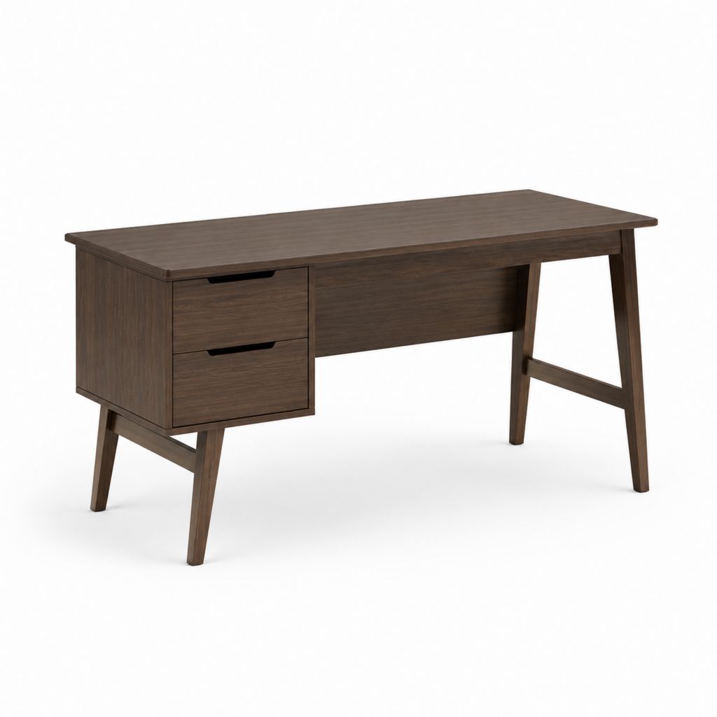 Scrivania ufficio con 2 cassetti marrone noce in MDF rettangolare 120 x 60 x 75 cm